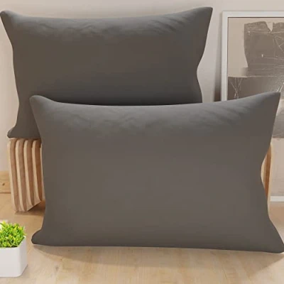Image de PETTI Artigiani Italiani Lot de 2 Taies d&#039;oreiller Lit 70x40 cm, Housses Coussin Unies Couleur Gris Foncé, Taie Oreiller 100% Microfibre Hypoallergénique, Fabriqué en Italie