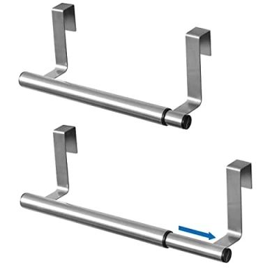Image de Tatkraft Spread, Porte Serviettes Torchons Suspendu aux Portes des Placards, Séchoir 1 Barre Extensible en INOX, 25 40x8x9cm, Accessoire Cuisine et Salle de Bain sans Perçage