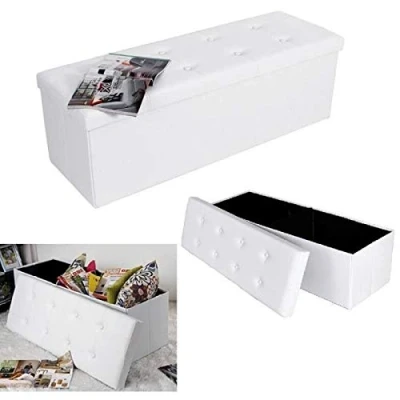Image de IZTOSS Banc avec Espace de Rangement, Siège, Coffre Repose Pieds, Pliable (Blanc L)