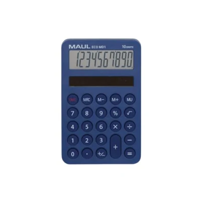Image de MAUL Eco Calculatrice MD 1 Solaire avec 10 Chiffres et 5 Fonctions en 60% Plastique recyclé de Bureau Blauer Engel/uz116 Bleu