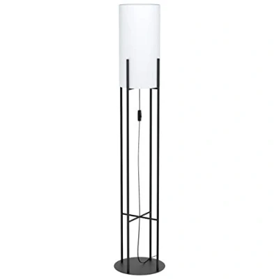 Image de Eglo Lampadaire Glastonbury 1 Ampoule Lampe Sur Pied Moderne en Acier et Textile de Salon Noir, Blanc avec Interrupteur, Douille E27