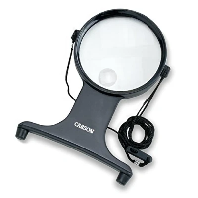 Image de Carson MagniFree loupe à mains libres, grossissement de 2x, avec une petite lentille incorporée, 3,5x (HF 25)
