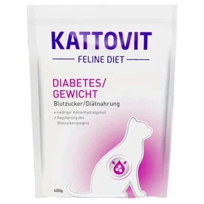Image de Kattovit Diabète Poids Pack de 3 x 400 g Nourriture sèche pour Chats Soutenir la réduction l&#039;embonpoint