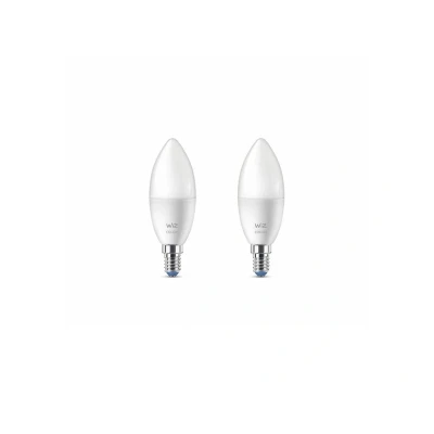 Image de WiZ, ampoule LED connectée Wi Fi couleur E14, équivalent 40W, 470 lumen, lot de 2, fonctionne avec Alexa, Google Assistant et Apple HomeKit