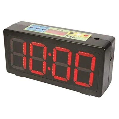 Image de Perel Horloge Murale, Affichage LED numérique avec chronomètre, minuteur de Compte à rebours et d&#039;intervalle, 327 x 93 156 mm, Noir
