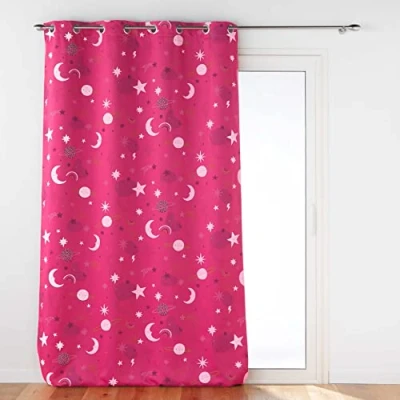 Image de douceur d&#039;intérieur, Rideau à Oeillets (140 x 260 cm) Moonlight Fuchsia, Occultant Imprimé