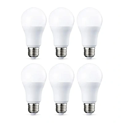 Image de Amazon Basics Lot de 6 ampoules LED Culot Edison à vis E27 10 W (equivalent 75 W) Blanc chaud Intensité non variable