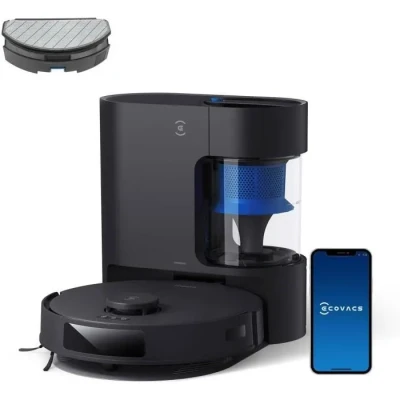 Image de ECOVACS Aspirateur Robot DEEBOT N20 Pro Plus, Laveur 8000Pa avec vidange Automatique poussière, Nettoyage Autonome de 45 Jours, Batterie 300 Min, Vibrant, Tapis, Noir