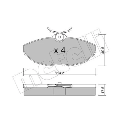 Image de METELLI 22 1190 0 Jeu de plaquettes frein contact signal d&#039;usure exclu JAGUAR: S Type, XJ Berline