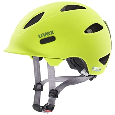 Image de uvex Oyo Casque de Vélo Léger pour Enfants Réglage la Taille Individuel à Compléter avec un Éclairage Led Neon Yellow Moss Green Matt 50 54 cm