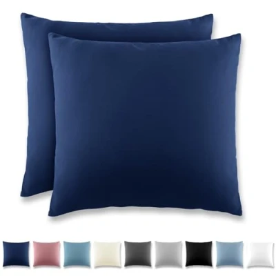 Image de REDKEY Taie Oreiller 65x65 Bleu Marine Lot de 2 Taies d&#039;Oreillers 65 x Carré en Microfibre Brossée, Housse Coussin avec Fermeture Éclair