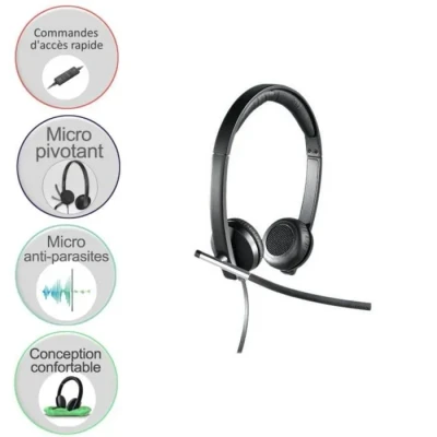 Image de Logitech H650e Casque Avec fil Arceau Bureau/Centre d&#039;appels USB Type A Noir, Argent Neuf
