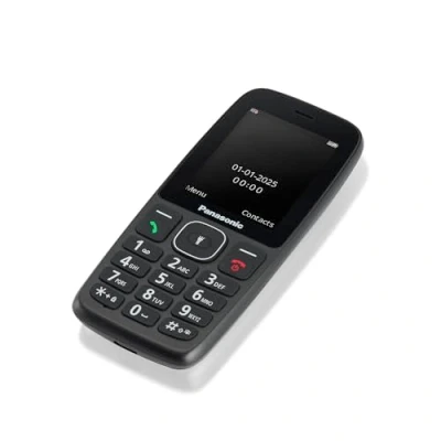 Image de Panasonic KX TF400EXB Téléphone Mobile 4G, Volte, 200 Heures en Veille, Chargeur USB C, Écran 2,4 », Bluetooth, Lampe de Poche LED, Appareil Photo, Étanche IP44, Noir