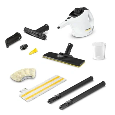 Image de Kärcher Nettoyeur Vapeur SC 1 EasyFix Blanc, Pression : 3 bar, Temps de Préchauffage min, Puissance 200 W, Surface 20 m², Réservoir ml, avec Kit Nettoyage Sol