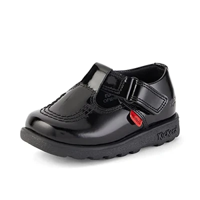 Image de Kickers Enfant Fragma Filles Chaussures T Bar en Verni Mode Bride Cheville, Noir, 22 EU