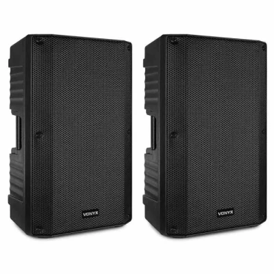Image de Vonyx Pack Sono Complet Ensemble d&#039;Enceintes Actives 15&quot;, 1000W avec Supports Trépieds Réglables, Housses de Transport,