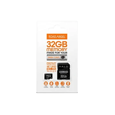 Image de Road Angel, Carte SD 32 Go, conçu pour caméras embarquées, Convient à tous les types de smartphones et d&#039;appareils électroniques, transfert classe 3, adaptateur Micro Noir
