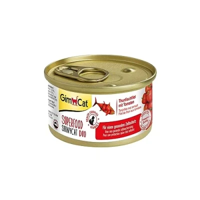 Image de GimCat ShinyCat Duo Thon aux tomates Aliment pour chats à base de filet juteux sans sucre ajouté adultes 24 boîtes (24 70 g)