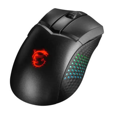 Image de MSI Clutch GM51 Lightweight Wireless Souris Gaming, Capteur Optique 26000 DPI, Droitier, Switches OMRON +60M Clics, 6 Boutons, 150h Batterie, Charging Dock, Latence 1ms, RGB, 85g, Filaire/sans Fil