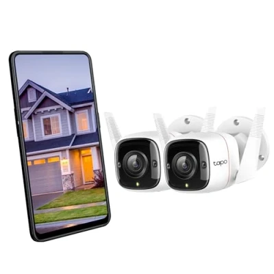 Image de Tapo C310P2 Caméra de Surveillance WiFi Extérieur Intérieur Résolution 3MP IP66 avec Vision Nocturne, Détection Mouvement et Alarme Instantanée, Contrôle App iOS, Android Compatible Alexa
