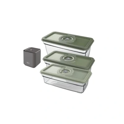 Image de AEG AVFK1+ Fresh Kit+ Machine à emballer sous vide (pompe manuelle, 3 récipients hermétiques avec fonction date, mise rapide des aliments, conservation nutriments, design,