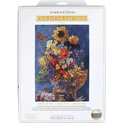 Image de Dimensions Kit de broderie au point croix, coton, toile Aida bleu marine 14 fils, 28 x 38 cm