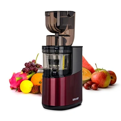 Image de Extracteur de Jus BioChef Atlas Whole Slow Juicer PRO Moteur Puissant 350W &amp; 40 tr/min Grande Ouverture 8cm x Polyvalent : Jus, Sorbets, Beurres Noix (Bordeaux)