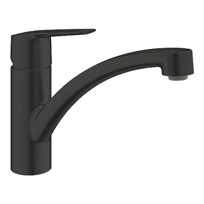 Image de GROHE Start Mitigeur Monocommande Evier, Robinet de Cuisine, Bec Bas, Rotation 140, Mousseur avec Fente, Noir Mat, 324412432