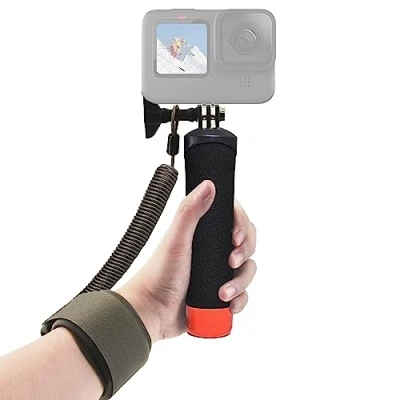 Image de FitStill Monopode étanche avec poignée flottante + corde en acier Cored de sécurité pour caméras d&#039;action Go Pro Hero Session DJI Osmo plongée sous marine Selfie Stick
