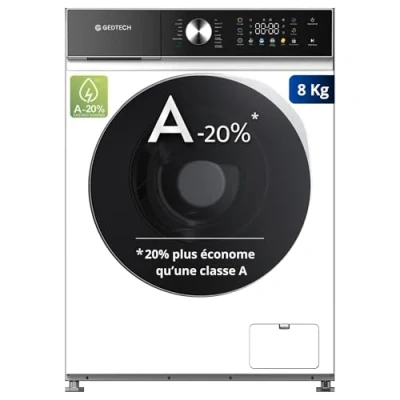 Image de GEDTECH Lave linge frontal GLLPS81400WH 8 Kg 1400 tr/mn 16 programmes Eco Intensif Rapide Faible conso LED couleur