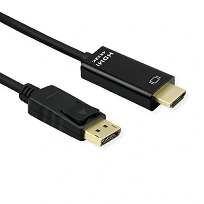 Image de Cable nappe integration Roline 11045997 DisplayPort DP UHDTV, Slim, St/St, Noir, 3 m
