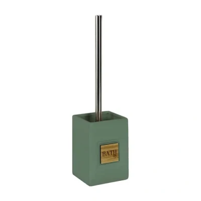 Image de douceur d&#039;intérieur, Brosse Wc (10.4 x 10.4 41 cm) Cerawood Kaki, Céramique Finition Bambou