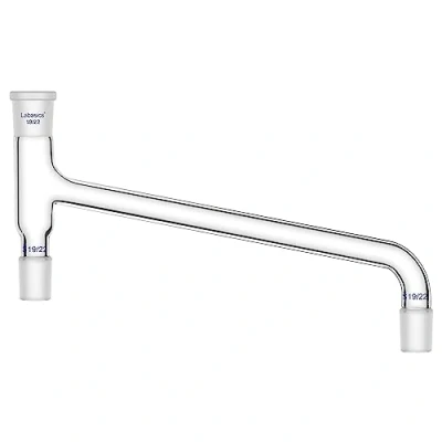 Image de Labasics Adaptateur de Distillation en Verre, Chimie Coudé à 75 Degrés Verre Borosilicaté Laboratoire avec 19/22 Joints Standard pour Appareil