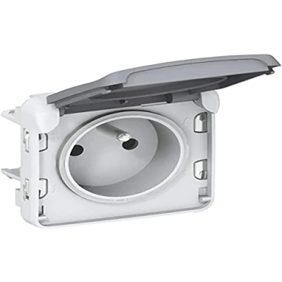 Image de Legrand 069551 Prise de Courant Étanche 2P+T avec Éclips Protection Plexo Composable IP55, 16A, 250V, Gris