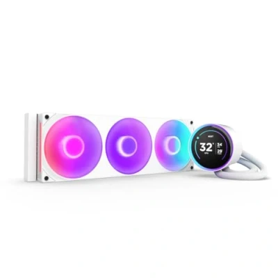 Image de NZXT Kraken Elite 360 RGB Refroidisseur de Liquide CPU AIO Radiateur 360mm Ventilateur F360 IPS LCD 2,72 Personnalisable Turbine Pump LGA 1700 1200 115X 1851 / AM5 AM4 Blanc