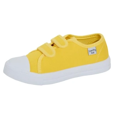 Image de Chaussures en toile pour enfants garçons filles escarpins unisexes faciles à fixer Plimsolls décontractées, jaune, 28 EU