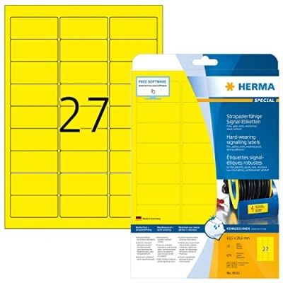 Image de Herma Special A4 63.5x29.6mm Etiquette de signalisation adhésion forte Jaune (Lot 675)