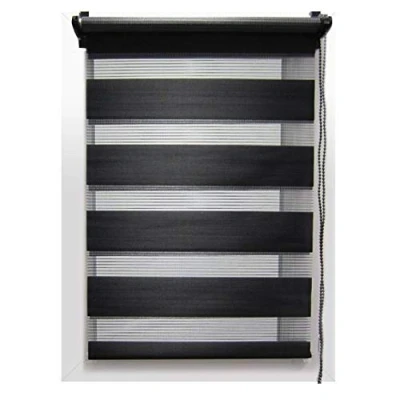 Image de Store Enrouleur Jour/Nuit 4 Coloris 12 Tailles DIFFERENTES (90 X 180 CM, Noir)