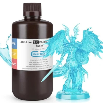 Image de ELEGOO Résine ABS Like 3.0 pour Impression 3D Imprimante LCD MSLA DLP UV 405nm Photopolymère, Haute Précision, Résistance et Ténacité Améliorées, Bleu Clair 1000G