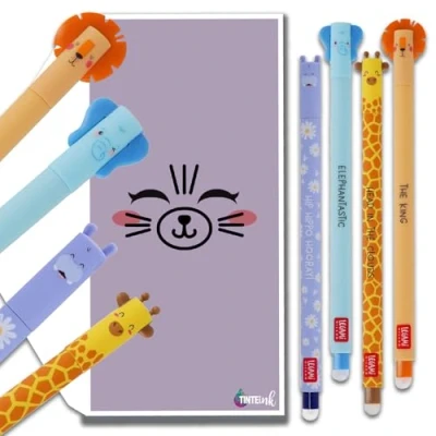 Image de Tinte Ink Legami Lot de 4 stylos effaçables avec jolie enveloppe Motif safari
