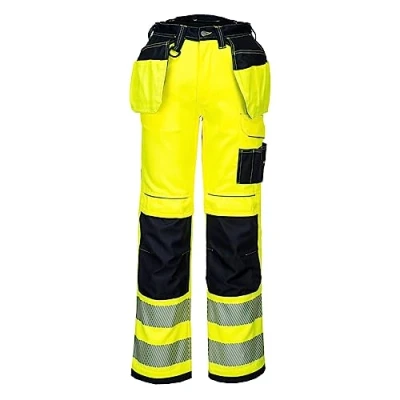Image de Portwest T501 Renforcé PW3 Hi Vis Pantalon de Travail à Poches Porte Outils Jaune/Noir, 28