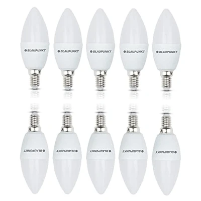 Image de Blaupunkt Ampoule LED E14 Bougie Éclairages pour Pièces 6.8W Remplacement de 50W Dépolie Blanc Chaud 2700K 640 lumens Lampe Économe en Énergie et Coûts Lot 10