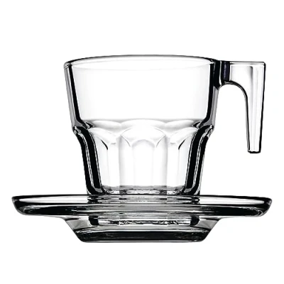 Image de Pasabahce 1611183 Casablanca Espresso Cups with Saucer / Set of 12 Transparent glass