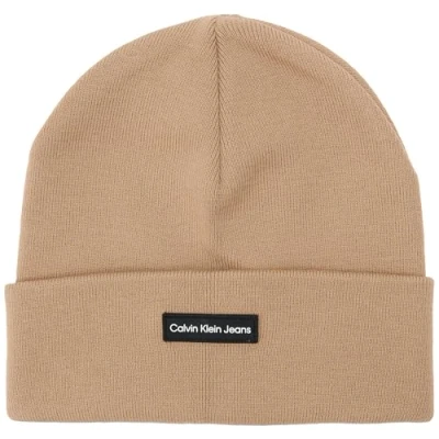 Image de Calvin Klein Jeans Patch Beanie Unisex Bonnet, Taille: One Size, Travertine