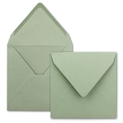 Image de 50x Enveloppes carrées en Eucalyptus (vert) 15,5 x cm collage humide pour cartes d&#039;invitation de mariage, anniversaire