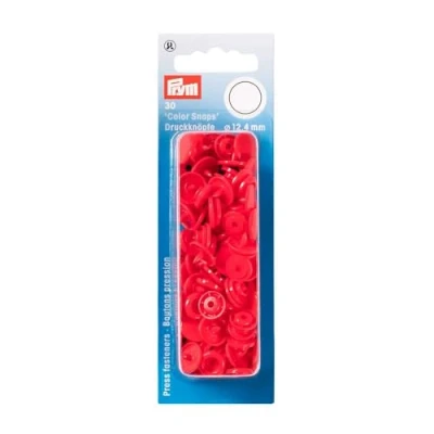 Image de Prym 1 393101 Boutons pression sans couture « Color Snaps », rond, 12,4mm, rouge clair, Plastic, 12,4 mm