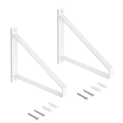 Image de Emuca Jeu de supports pour étagères en bois avec forme triangulaire, Acier, Peint blanc