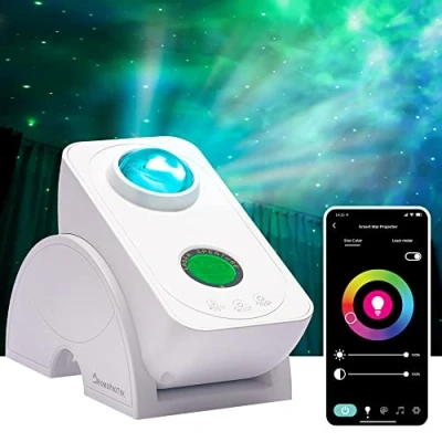 Image de HOMEPROTEK Projecteur Galaxie, Ciel Étoilé Intelligent Contrôlé par application Galaxy Projector rotatif à 90 degrés Hey Google et Alexa compatible Lampe Galaxie Plafond