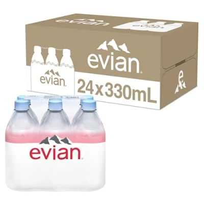 Image de Evian Natural Spring Water Lot de 24 mini bouteilles d&#039;eau source filtrées naturellement 330 ml