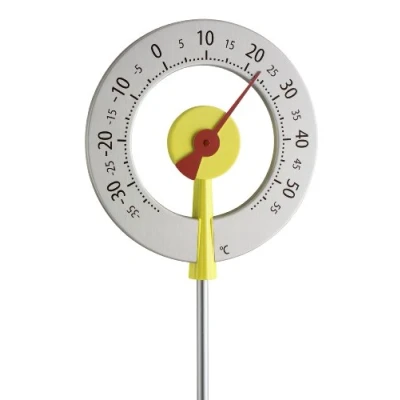 Image de TFA Dostmann thermomètre de jardin analogique Lollipop, 12.2055.07, design, résistant aux intempéries, avec grands chiffres, jaune